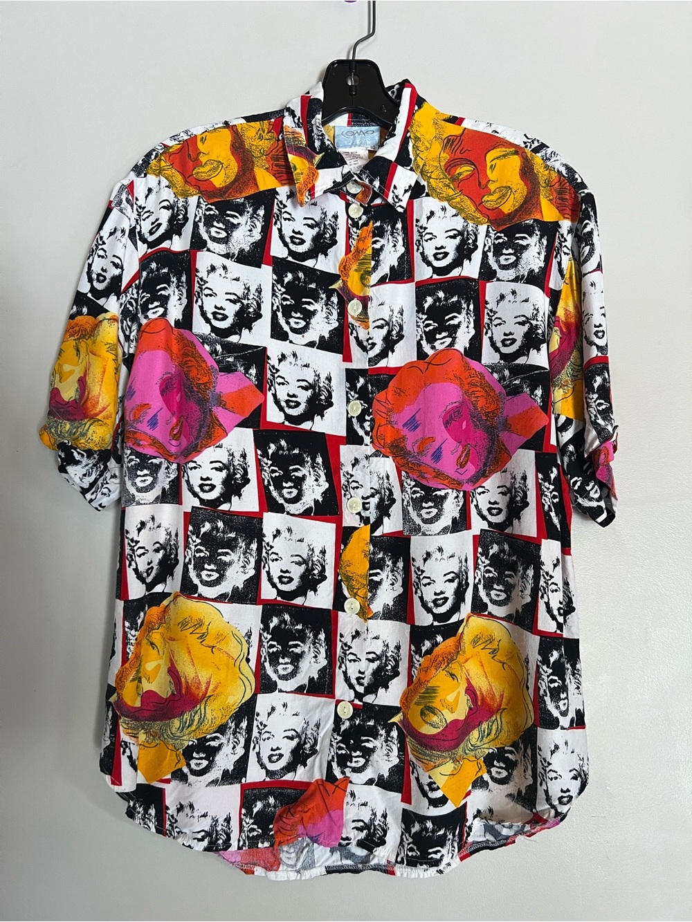 COMO Studio Marilyn Monroe Pop Art Print Short Sleeve Button Front Shirt Size 10